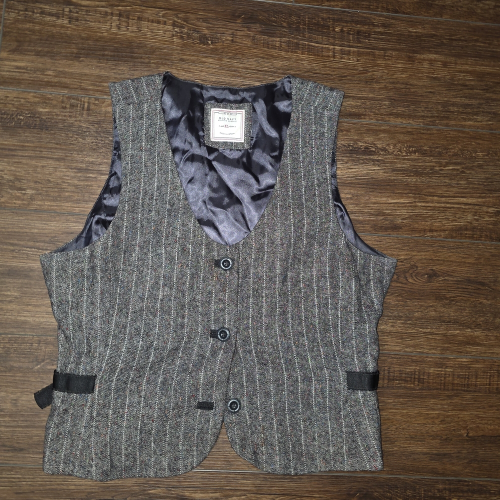 Old Navy Men's Charcoal Pinstripe Vest